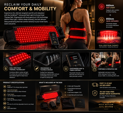 GoldEraX™ Advanced Red Light & Infrared Heat Therapy Belt